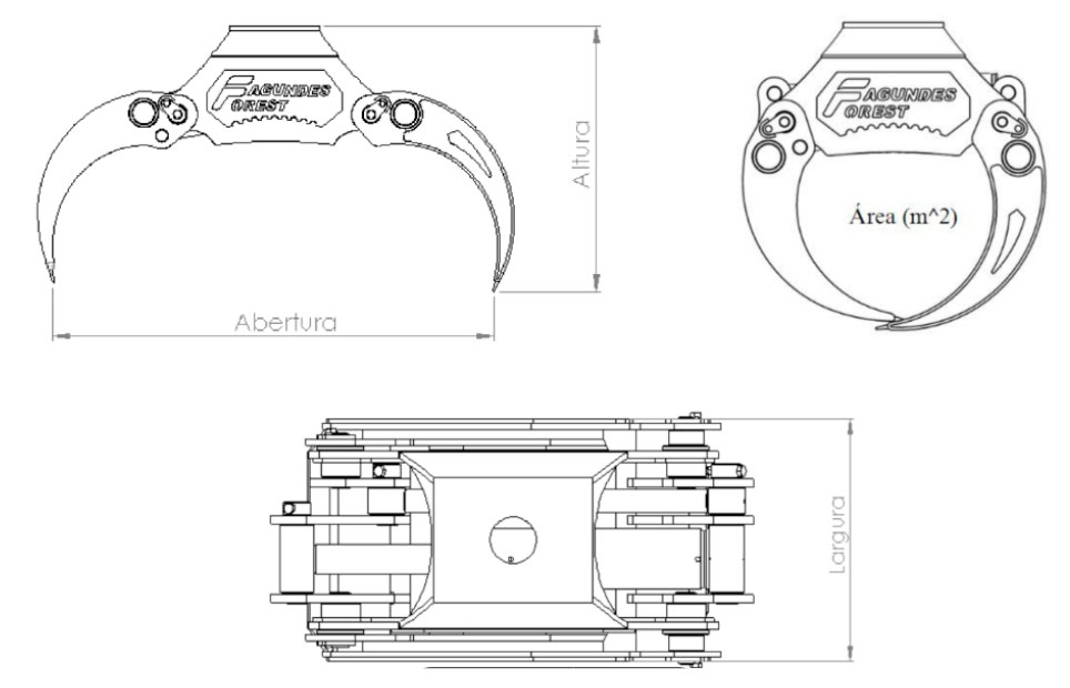 Desenho Mecânico da Garra Florestal